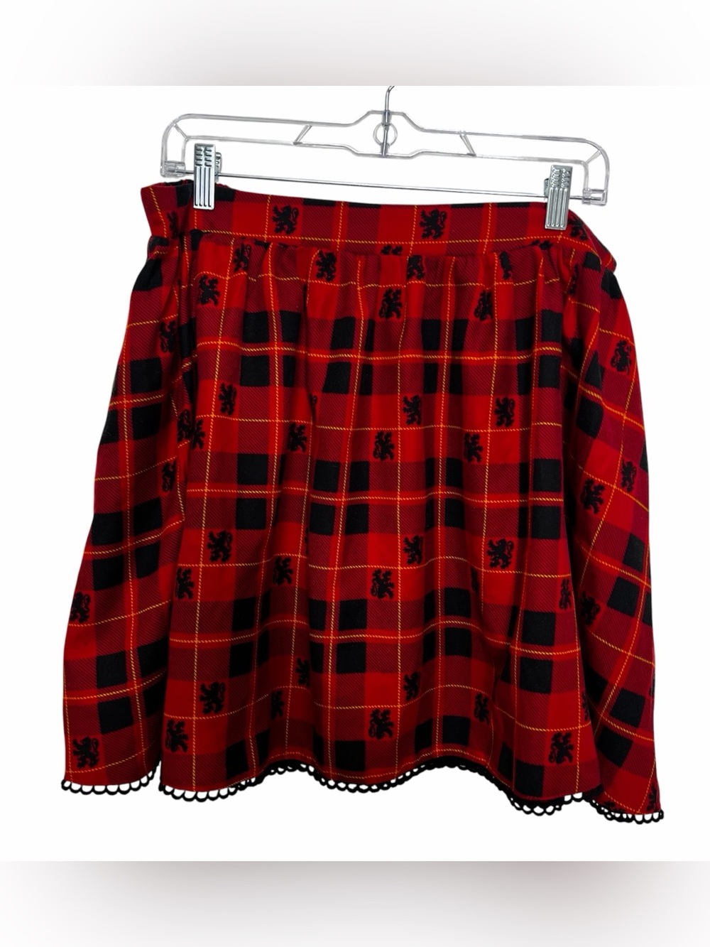 Hot Topic Harry Potter Gryffindor Red & Black Mini Skirt Sz XL Pleated Lace Emo